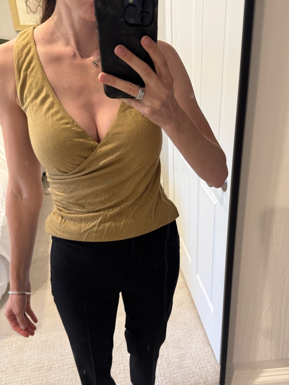 Ralph Lauren Black Label Draped Cowl Neck Viscose Top S Gold Camel Y2K